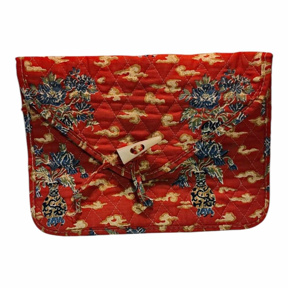 Vintage Asian Inspired Makeup Jewelry Clutch Purse Travel Bag 80's Very Clean